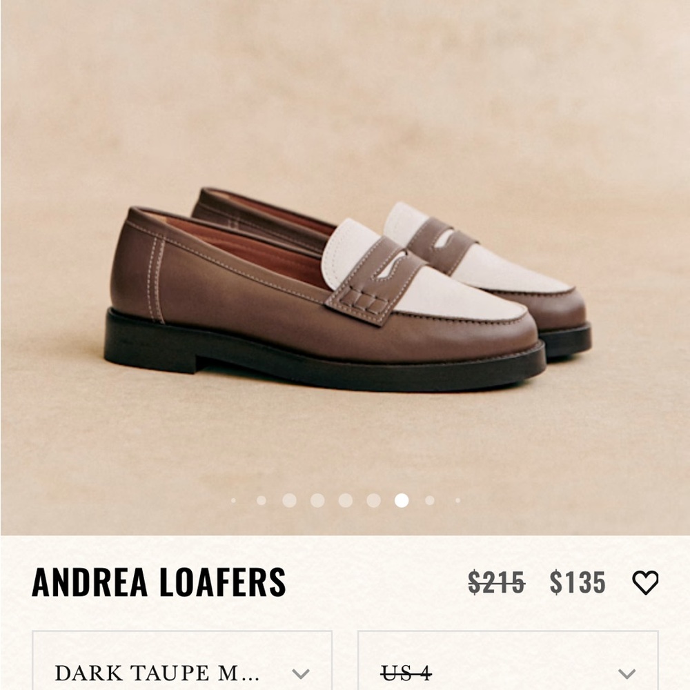 Sezane Brown and White Leather Loafers - Picture 9 of 12